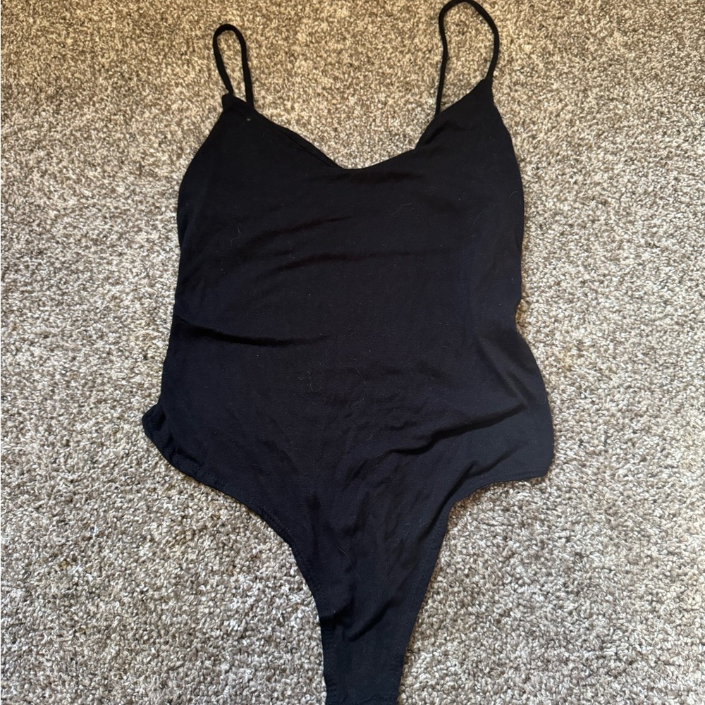 Black Spaghetti Strap Bodysuit